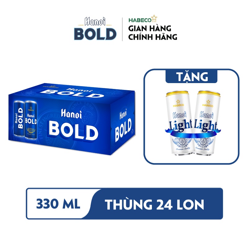 Thùng 24 lon Bia Hanoi BOLD - HABECO (330ml/lon)