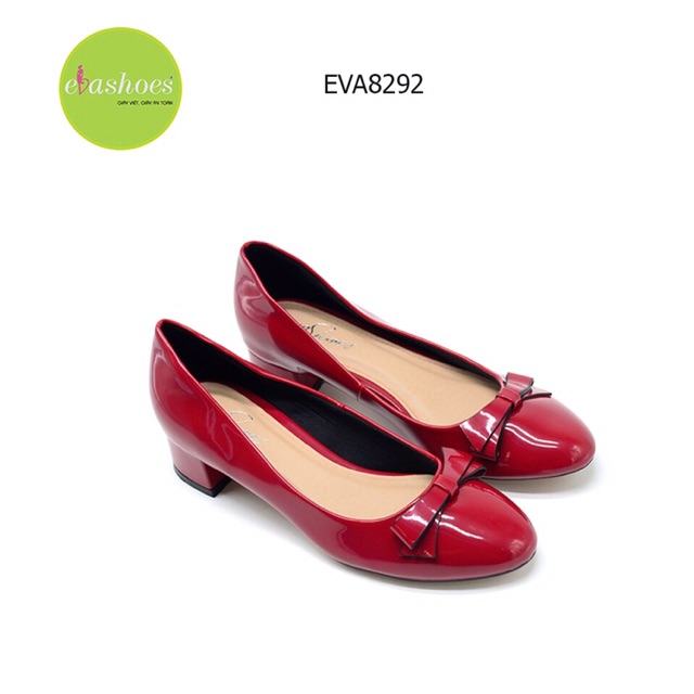 [Mã BMLTA50 giảm 10% đơn 99K] Giày búp bê Đế Vuông Mũi Tròn Phối Nơ Da Bóng 2cm Evashoes - Eva8292(Màu Đen,Kem,Đỏ)