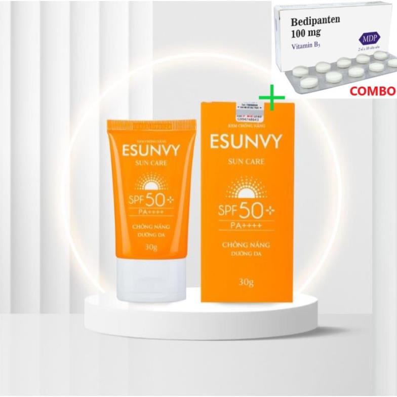 Combo Bedipanten 100mg +  Kem chống nắng dưỡng da esuvy spf 50+ tuýp 30g 50g