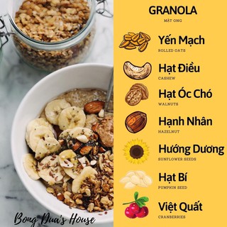 Combo Granola ăn kiêng, nhiều hạt 1kg - 3 vị mật ong, cacao, matcha