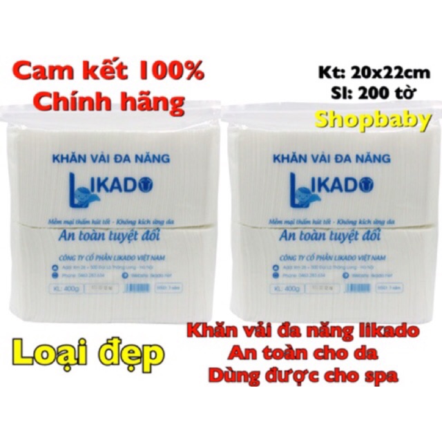 [CHÍNH HÃNG - CHUẨN ]Khăn vải khô LIKADO 400g cực đẹp ( loại xếp 2 hàng)