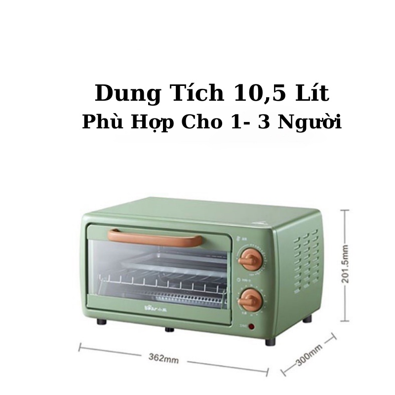 Lò Nướng Bánh Đa Năng 10,5L, Lò nướng mini Bear Công Suất 700W - Chính Hãng - Bảo hành 12 tháng