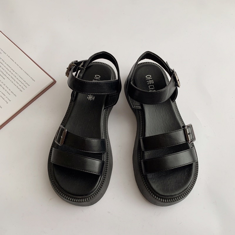 Giày Sandal Nữ Ulzzang bản cao cấp - Sandal Quai Mảnh đế cao 5p chuẩn hàng quảng châu đi học mang áo dài