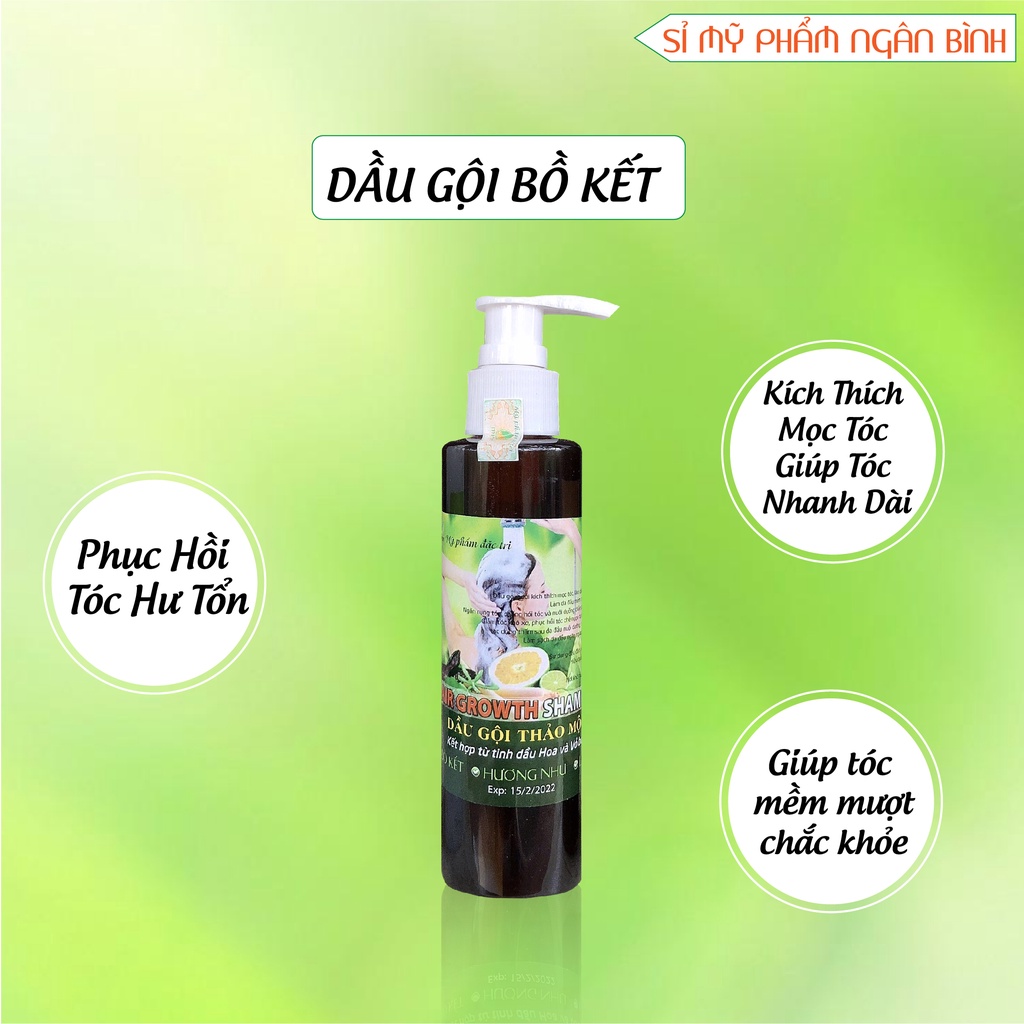 Dầu gội bồ kết ngăn rụng, đẩu mọc tóc, hết nấm, ngứa da đầu 150ml