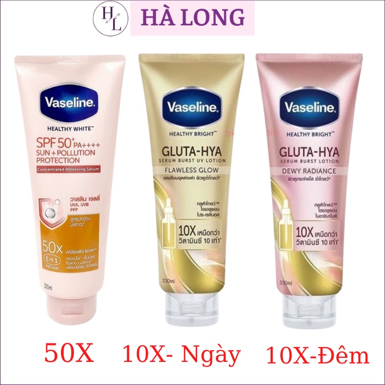 Sữa dưỡng thể Vaseline Healthy Bright Gluta HYA Serum Burst Lotion 10X - 50X Thái Lan