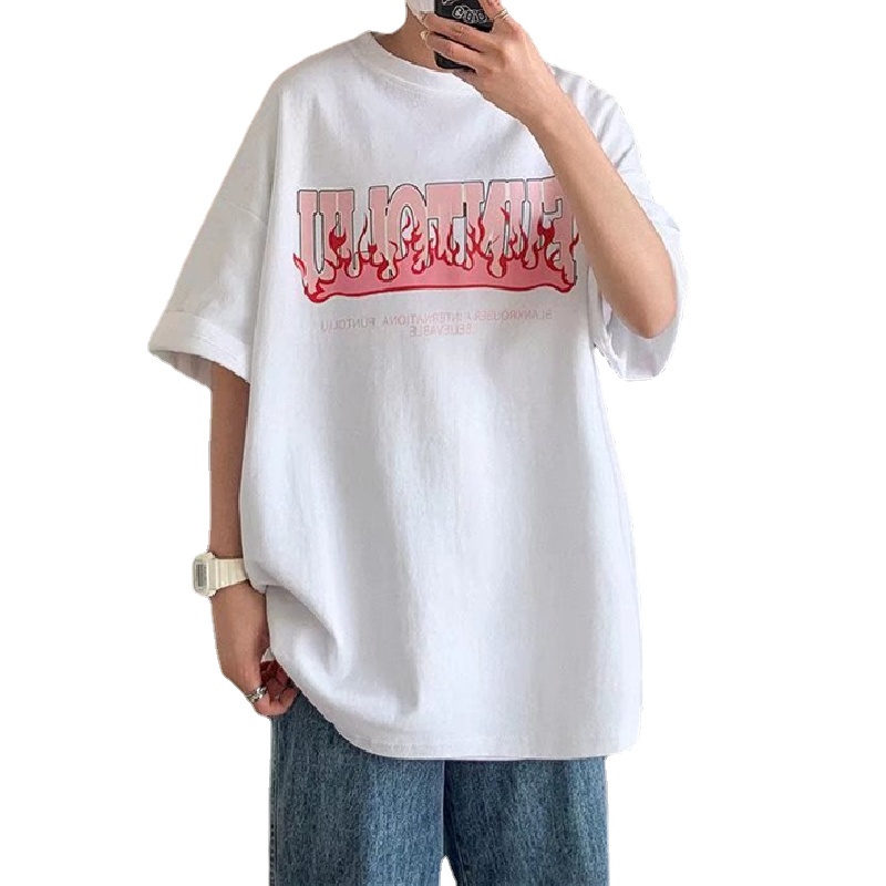 Áo Thun Tay Ngắn Dáng Rộng In Chữ Phong Cách Hàn Quốc Thời Trang Mùa Hè Cho Nam