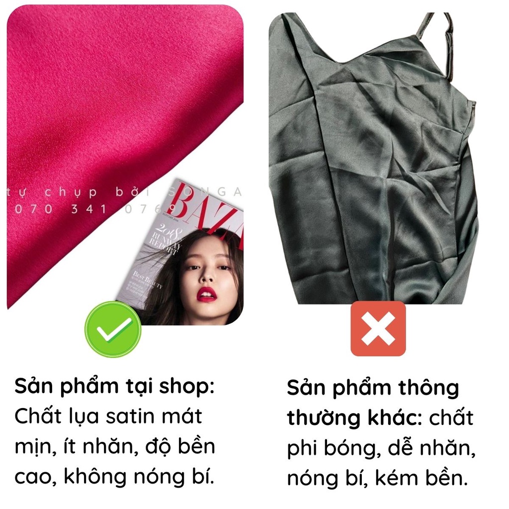 Váy ngủ 2 dây lụa satin cao cấp mặc ở nhà - Váy 2 dây đỏ sexy dáng suông bigsize - Váy ngủ lụa sexy gợi cảm 1221VN18