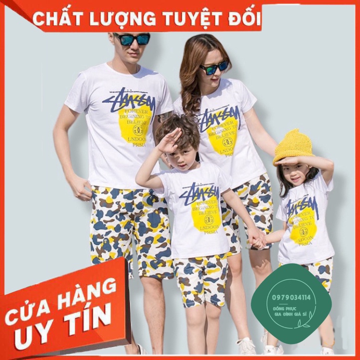 Đồ gia đình 3/4/5 người Áo thun gia đình Đồ đôi mẹ và bé giá rẻ Màu trắng thun cotton dày dặn GD0029T Áo thun giá sỉ