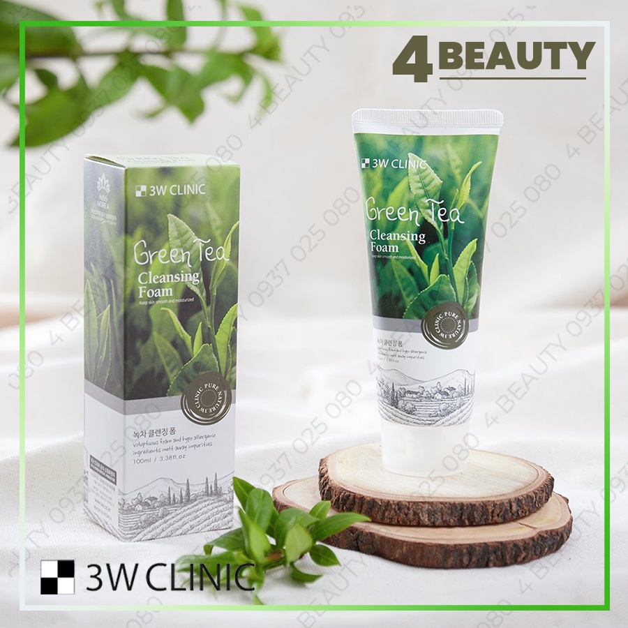 Sữa Rửa Mặt 3W Clinic Trà Xanh Dưỡng Ẩm Da 100ml Green Tea Cleansing Foam