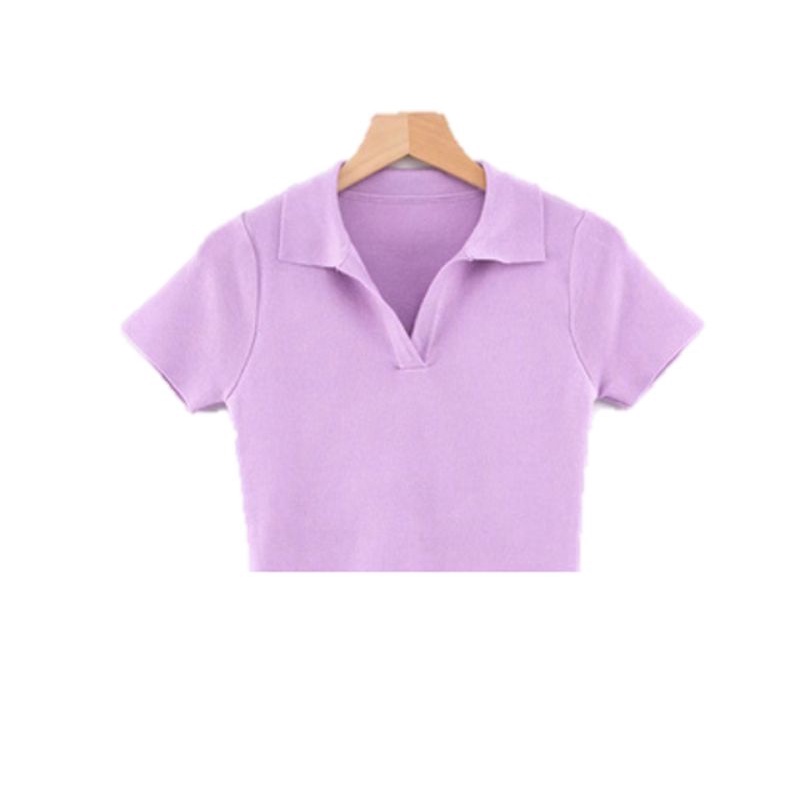 Áo Croptop PLO Cổ Trụ Tay Ngắn Đủ Màu Hot Trend (Ảnh thật)