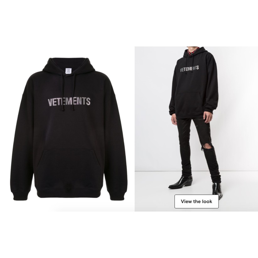 Áo nỉ mũ Vetements crystal logo hoodie ss21