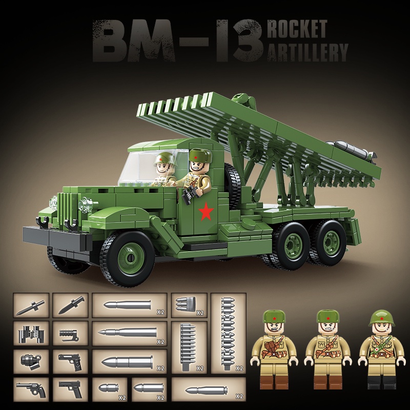 Đồ chơi Lắp ráp Mô hình xe tăng World War II Katyusha BM-13 Rocket ArtilleryTank Quan guan 100240