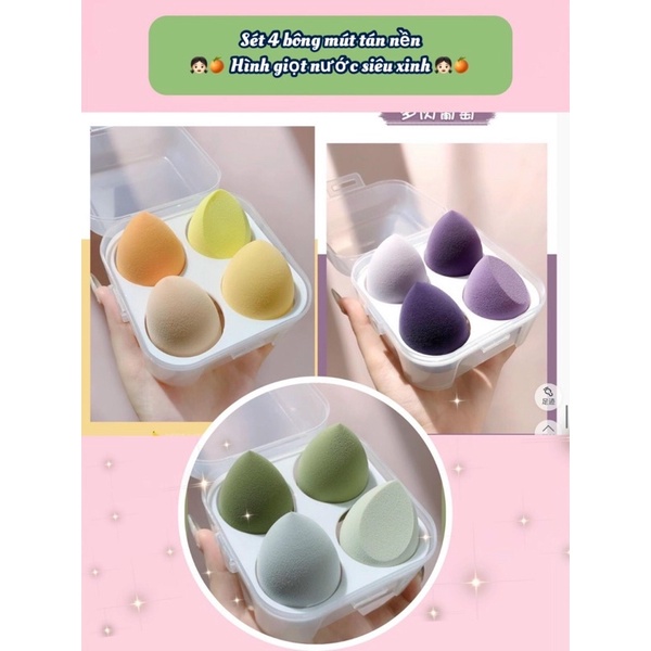 SET 4 MÚT TÁN KEM NỀN KÈM HỘP