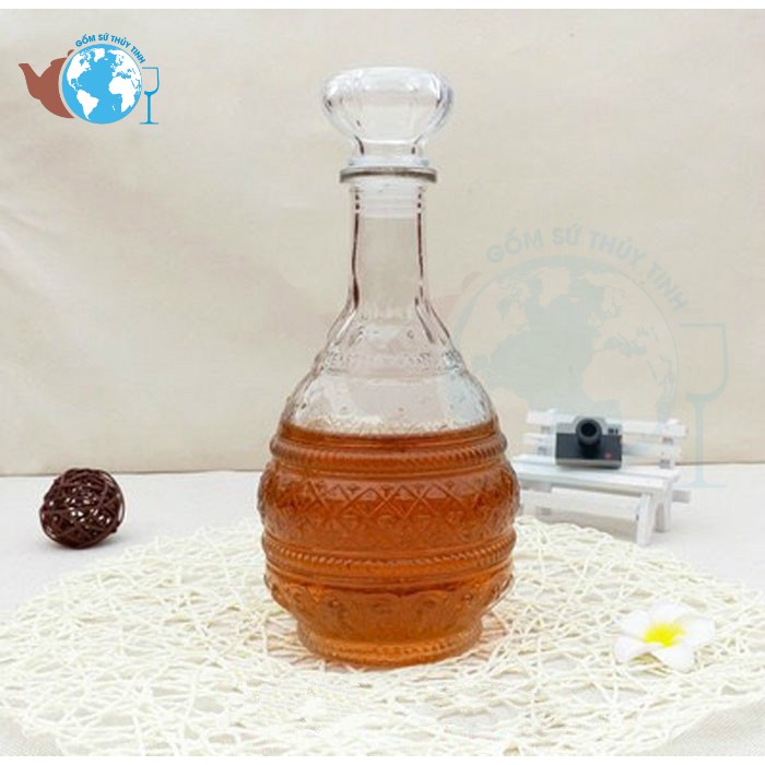 BR08 Bình đựng rượu ngâm sâm thuỷ tinh 750ml