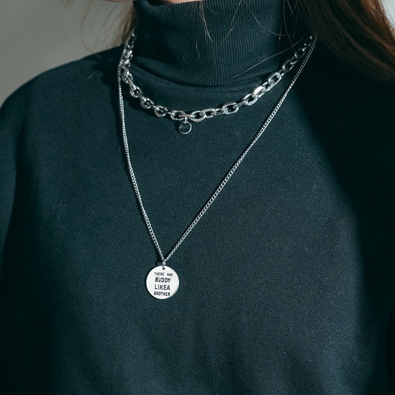 Dây Chuyền Thép Titan Hai Lớp Phong Cách Hip Hop Đường Phố 22516 Dành Cho Nam Và Nữ