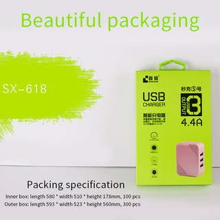 Củ sạc 618 USB 3 cổng sạc nhanh 5V-4.4A dành cho ios và android
