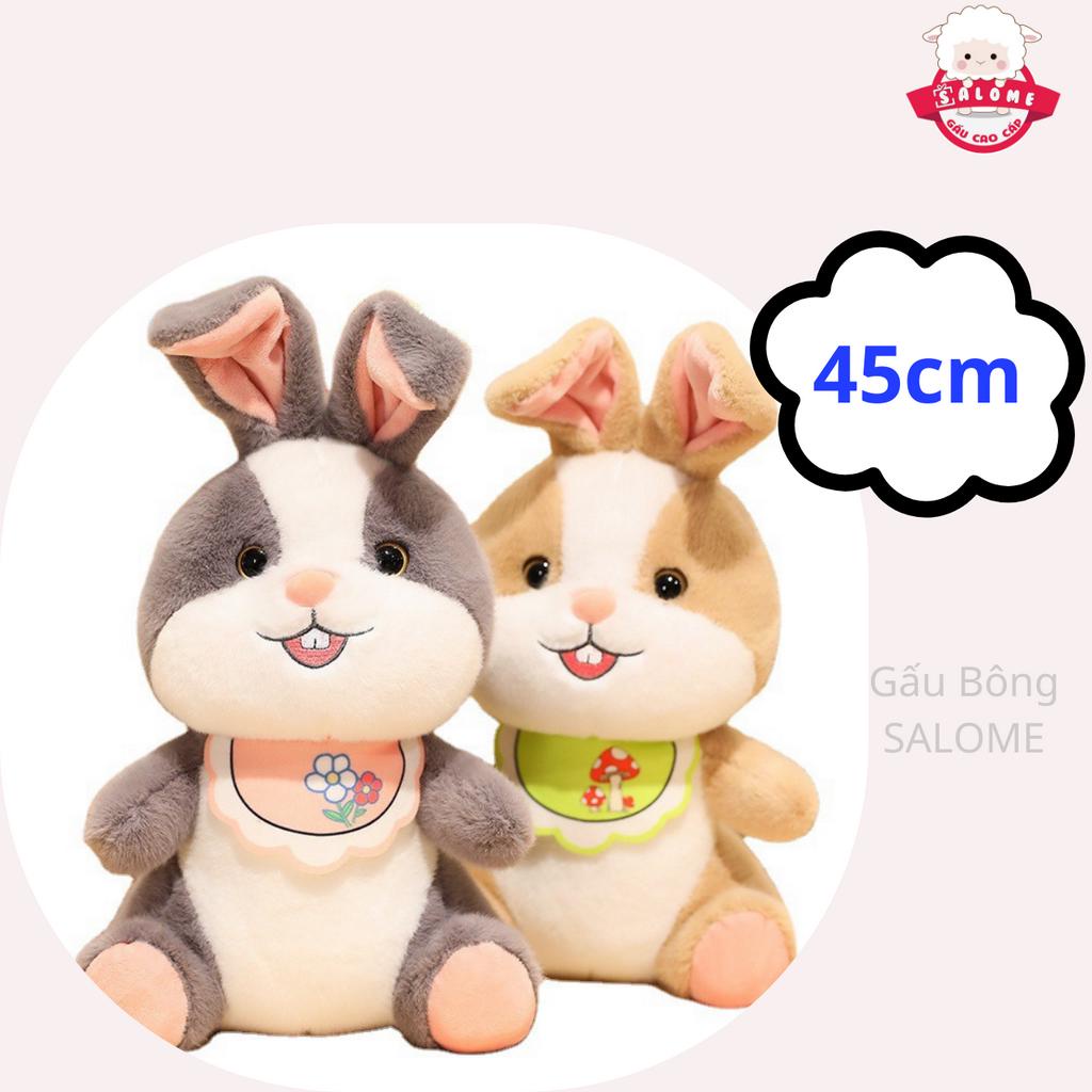 Gấu Bông Thỏ Mặc Yếm Dễ Thương Lông Mịn SALOME - Gối ôm Cao Cấp