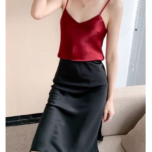 [FREESHIP & SALE 50%] Áo hai dây lụa satin cổ tim Fkaro