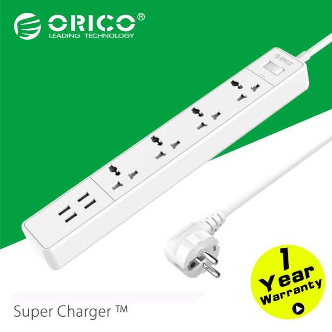 Ổ cắm điện ORICO OSC-4A4U-UN 4 lỗ cắm 3 chấu, tích hợp 4 cổng sạc USB 2.4A SIÊU RẺ