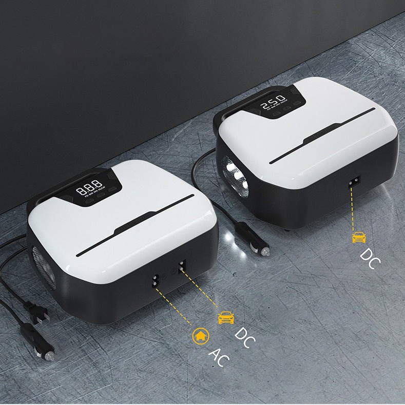 Bơm lốp xe ô tô, xe hơi tự động ngắt khi bơm đầy AIR COMPRESSOR ATJ-1866, có đèn chiếu sáng- BẢO HÀNH 3 THÁNG!