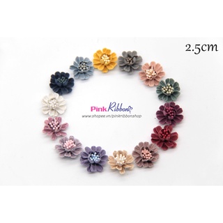 *Hoa cúc da lộn cỡ nhỏ 2,5cm dùng làm hoa trang trí may mặc, hoa cài áo, hoa phụ liệu may mặc, phụ kiện tóc