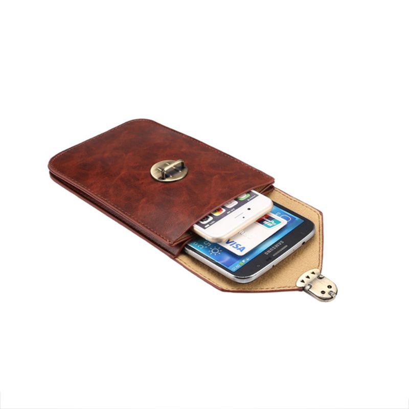 Túi Da Mềm Đeo Hông Đựng Điện Thoại 2 Ngăn Tiện Lợi