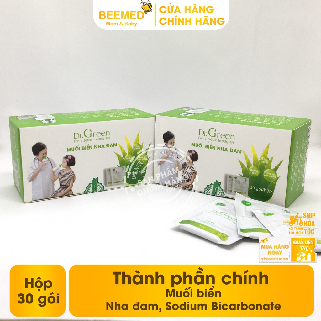 Muối Rửa Mũi Dr Green Nha Đam sạch sâu - Hộp 30 gói