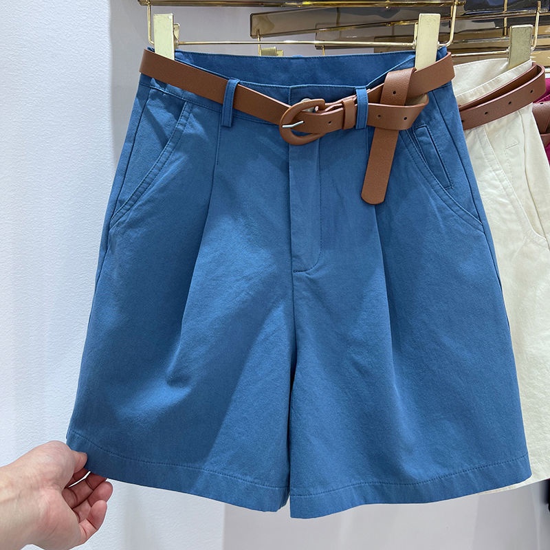 Quần Short Cotton Lưng Cao Màu Trơn Phong Cách Hàn Quốc Thời Trang Mùa Hè Hàng Mới 2022 Dành Cho Nữ