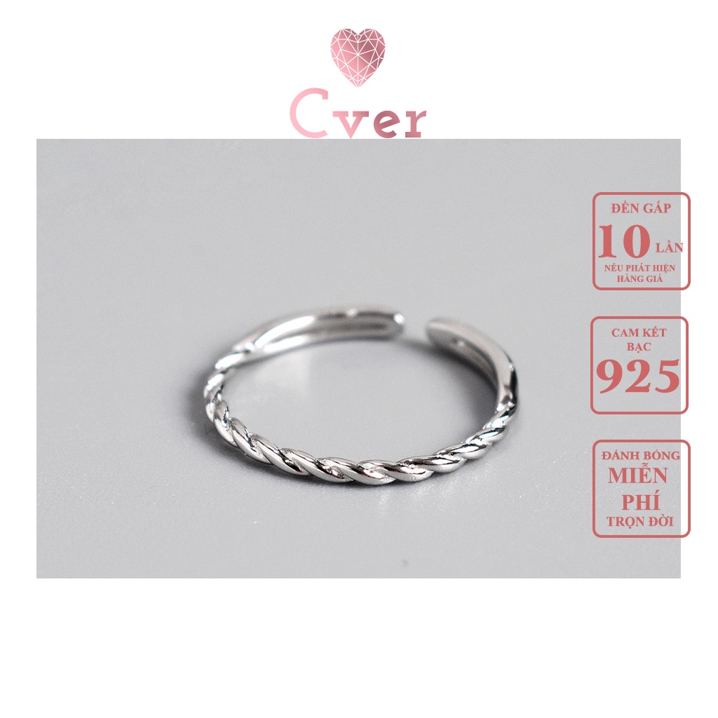 Nhẫn bạc Cver Silver S925 thiết kế xoắn, phụ kiện thời trang cá tính, tối giản N-E95