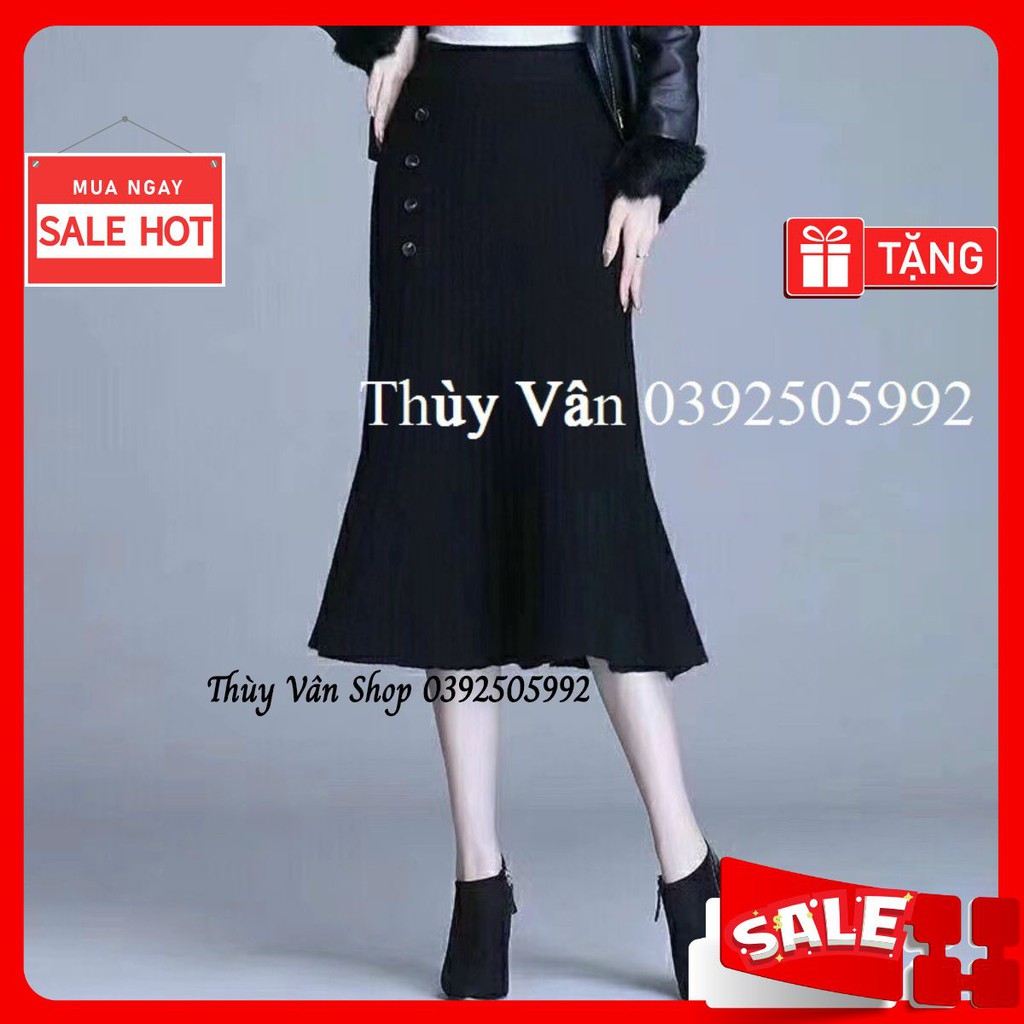 Chân váy len đuôi cá dài khoảng 76-78cm hàng Quảng Châu