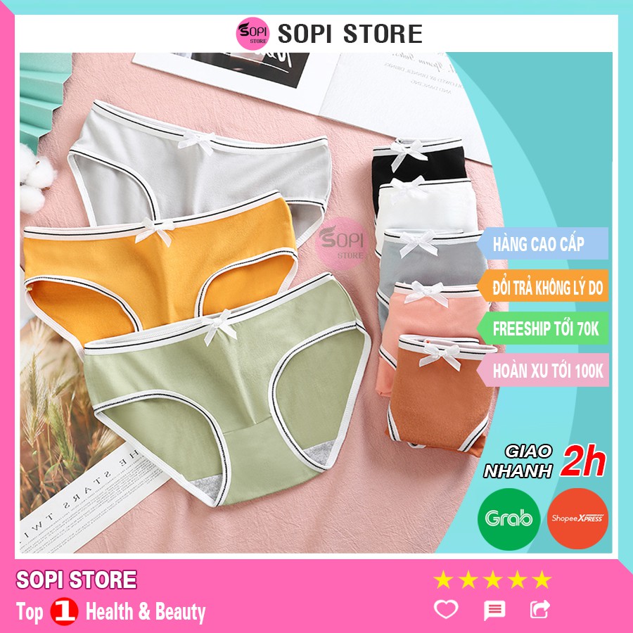 Quần lót nữ cotton cao cấp viền trắng đen, quần lót cotton kháng khuẩn QLH80 - Sopi Store