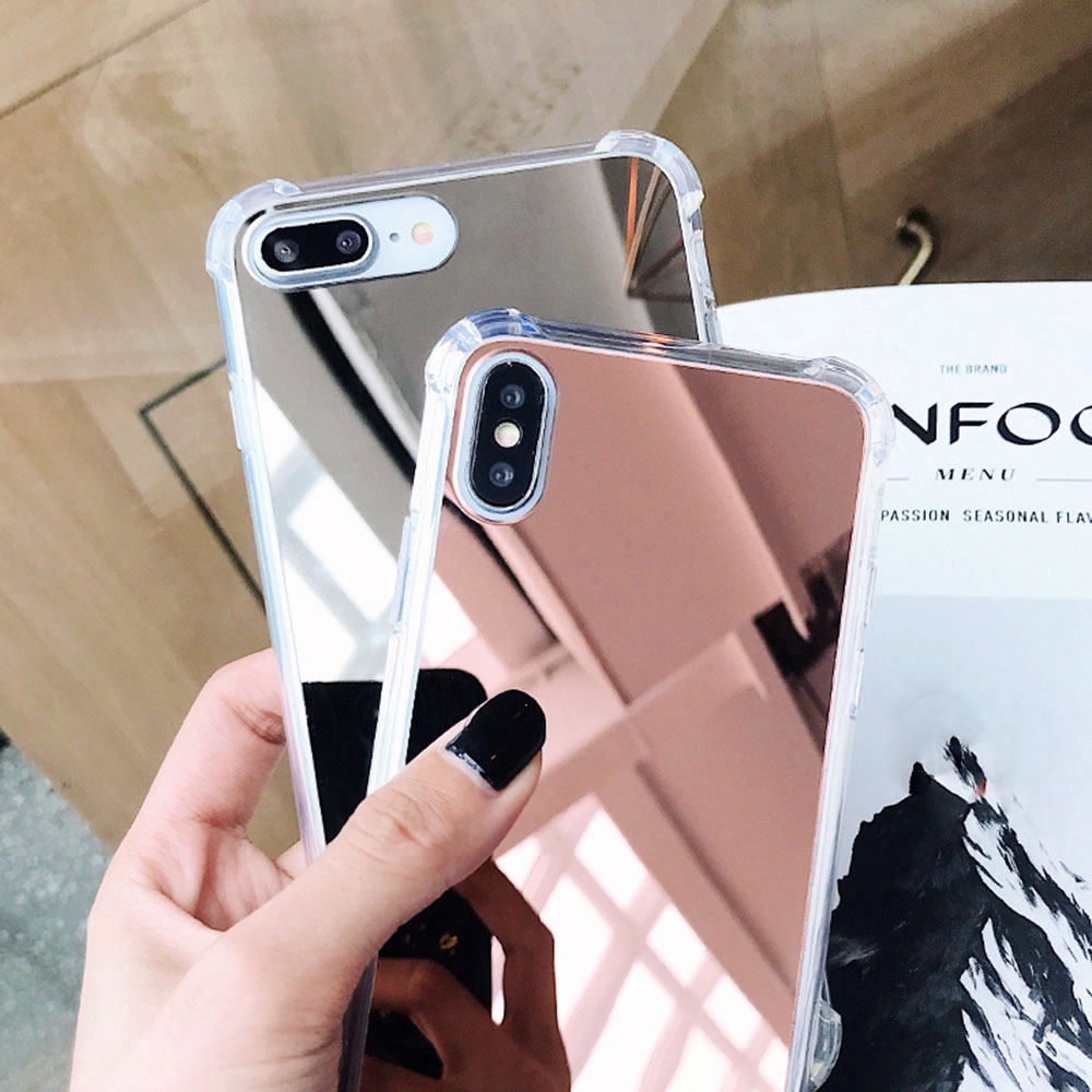 [Ready Stock]Luxury TPU Mirror Shock-Proof Phone Case iPhone 11 Pro X XS Max XR 6 6S 7 Plus 8 8P Airbag Casing Anti Shock Crash Mirror Case Back Case