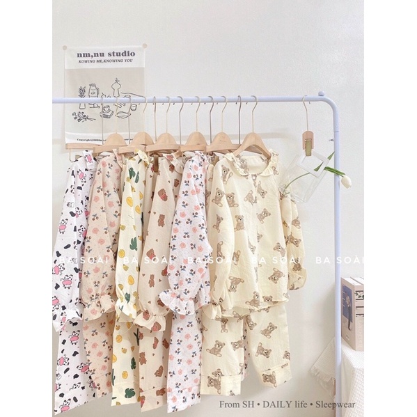 Bộ ngủ đũi dài hình cute freesz mặc dưới 63kg
