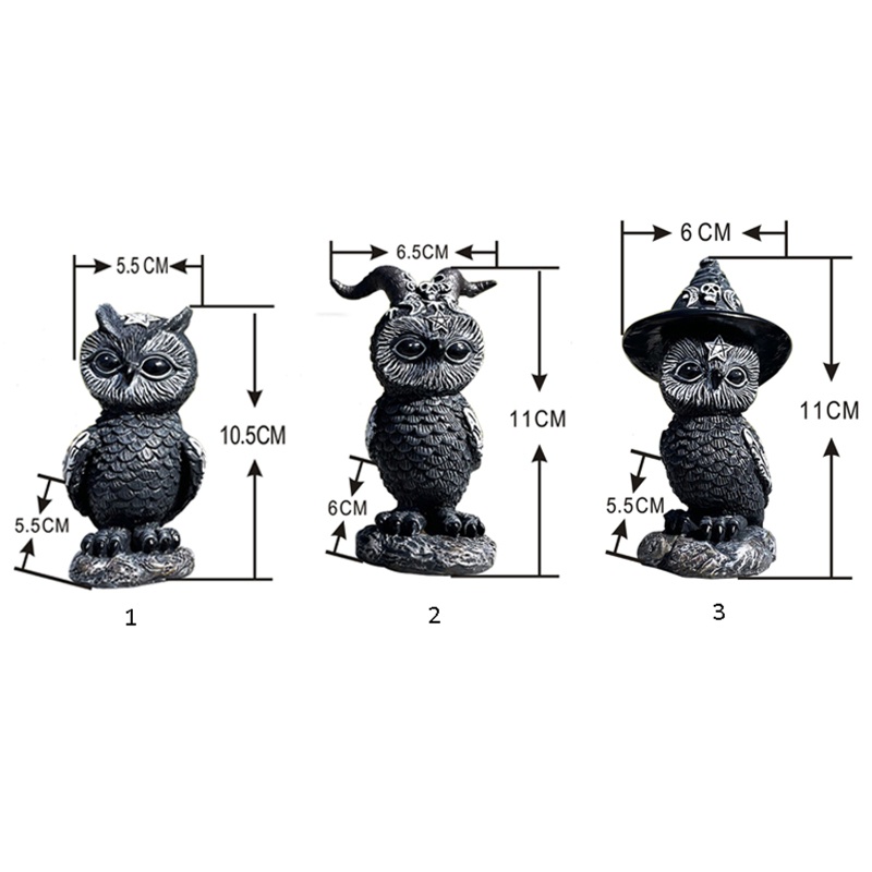 Đồ trang trí Chim Cú Phù Thủy Mini Bằng Nhựa Resin Để Bàn Trang Trí Nhà Cửa / Văn Phòng Dịp Halloween
