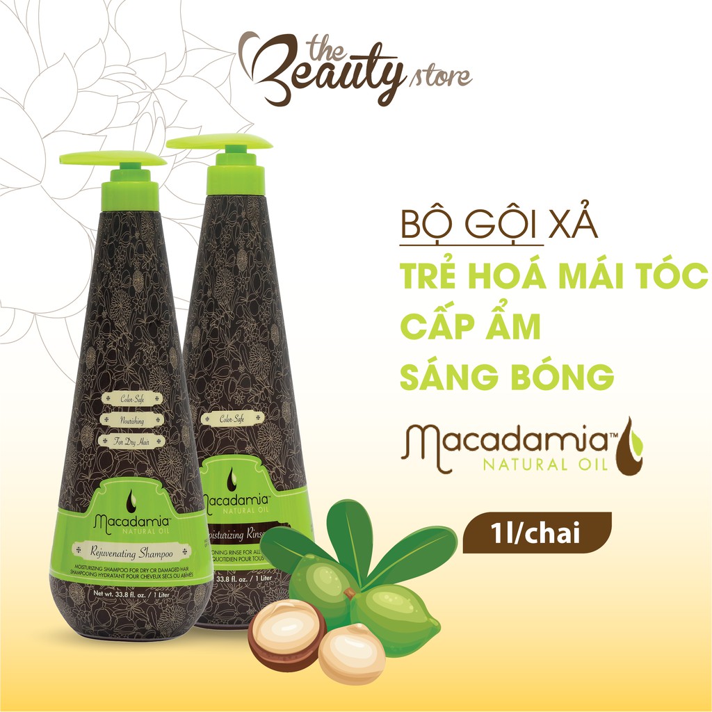 Bộ Dầu Gội Xả Giúp Phục Hồi Tóc Hư Tổn Macadamia Rejuvenating Shampoo Moisturizing Rinse