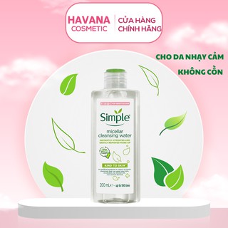 Tẩy trang không cồn, nước tẩy trang Simple cho da nhạy cảm 200ml