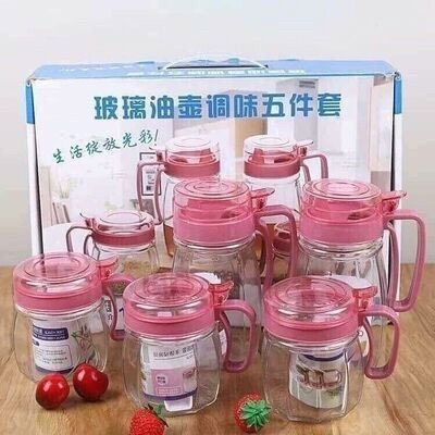 1 Sét 5 Hũ Đựng Gia Vị Thủy Tinh