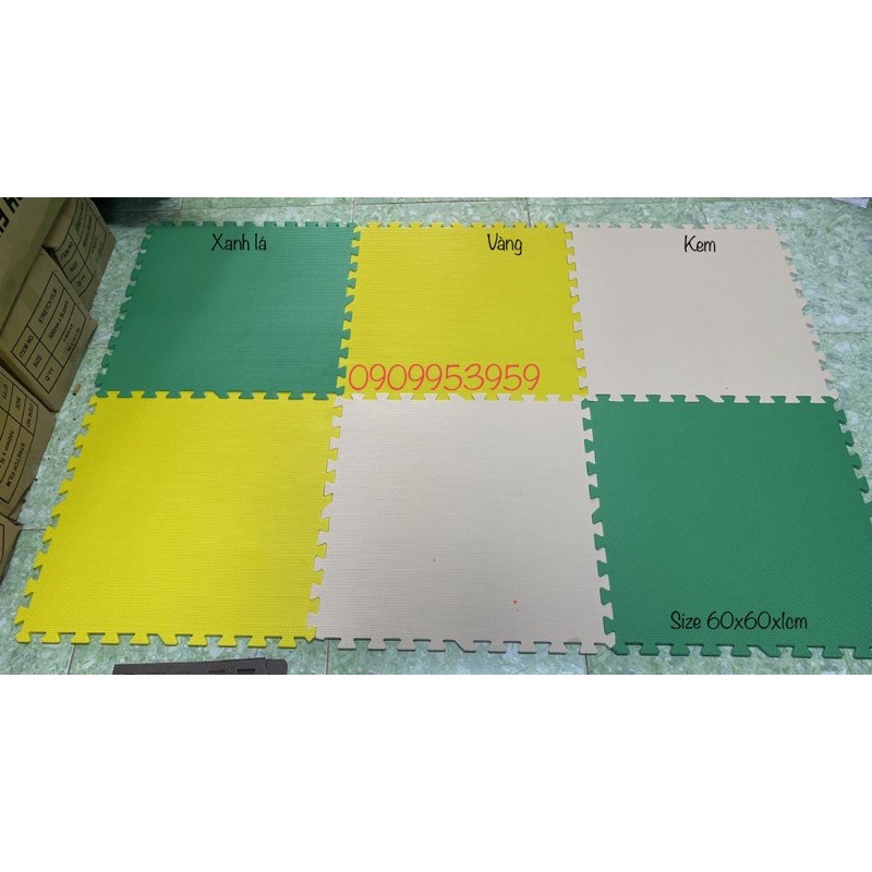 Thảm xốp lót sàn màu vàng, xanh lá, kem 60x60x1cm