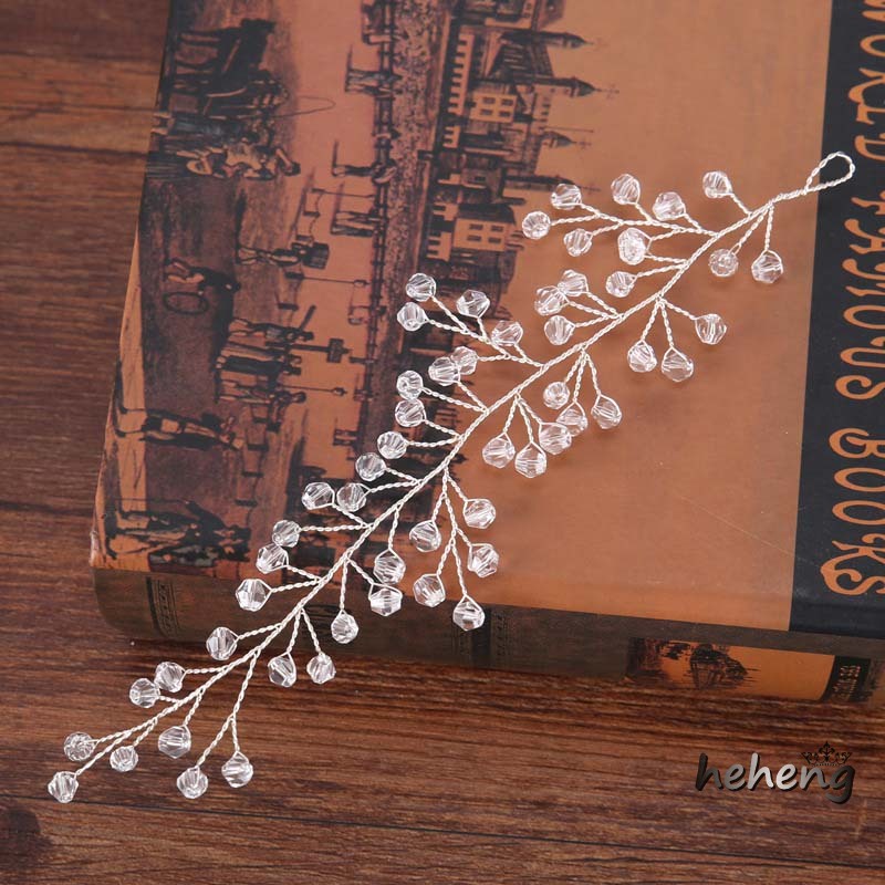 Băng Đô Cài Tóc Hình Lá Handmade Đính Pha Lê Và Ngọc Trai Cho Cô Dâu