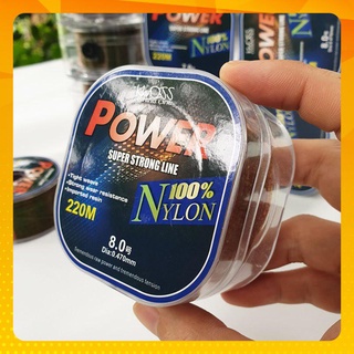Cước câu cá tàng hình dây câu cá cước trục cước thẻo cước siêu bền 100% Nylon Super power 220m