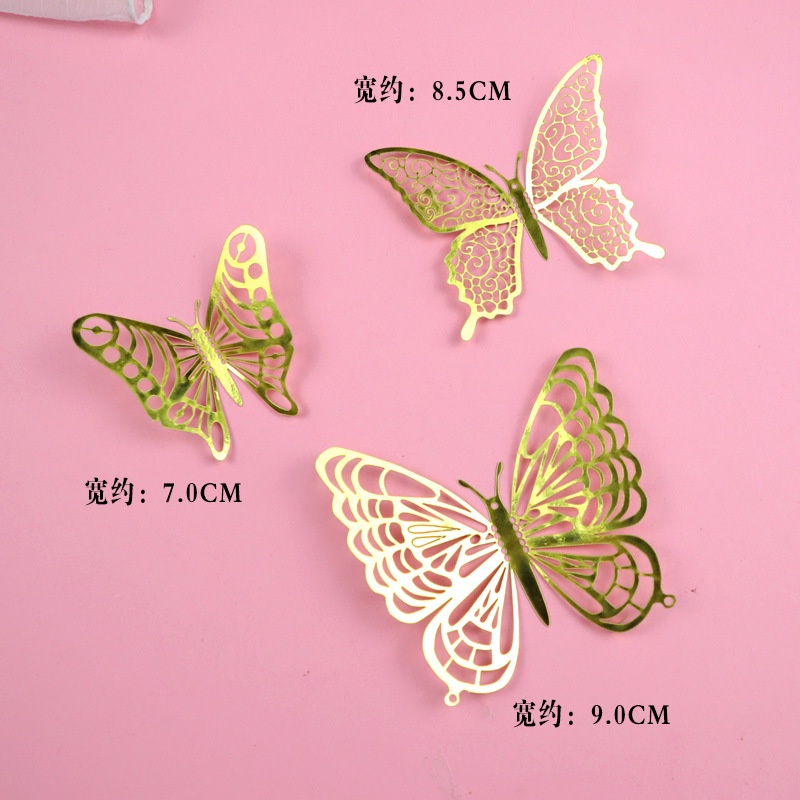 Đồ trang trí bánh sinh nhật  set 12 bướm giấy vàng mẫu mới