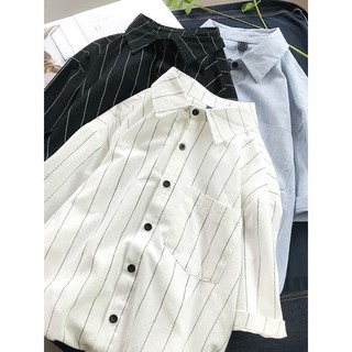 [ ORDER ] Áo sơ mi ulzzang tay lỡ sọc dọc