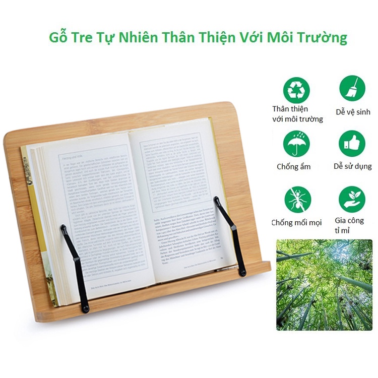 Giá Đỡ Đọc Sách Gỗ Để Bàn Thông Minh Đa Năng Chống Mỏi Mắt Tập Trung Học Tập - SNF Bamboo and Craft