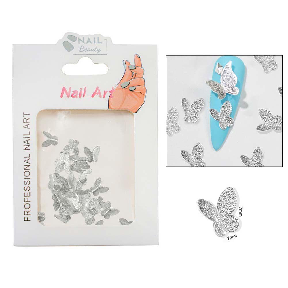 OCEANMAP Phụ Kiện Trang Trí Móng Tay Hình Bướm 3D Màu Bạc Thời Trang Dành Cho Nữ