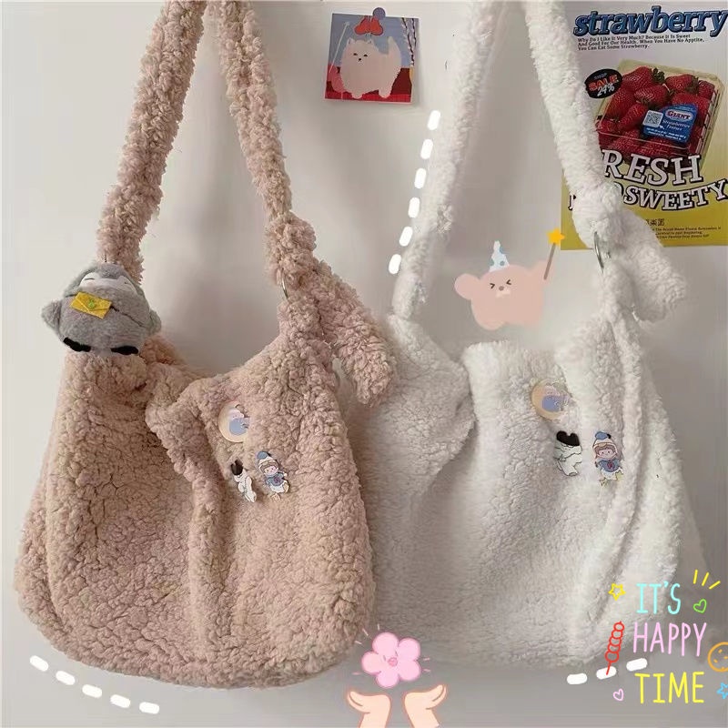 Túi Xách Lông Nhung Kích Thước Lớn Dễ Thương Xinh Xắn Cho Nữ