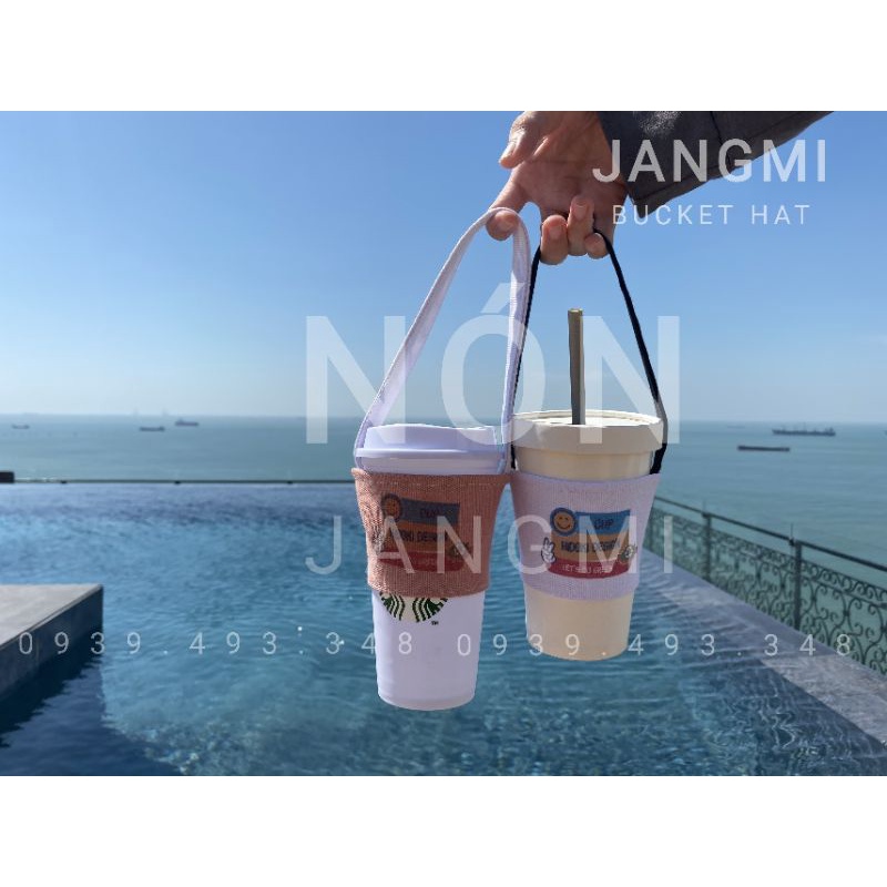 Túi Quai Vải Xách HIDOKI DESIGN Đựng Ly Giữ Nhiệt 1 Lít, Ly Trà Sữa Dưới 500ml