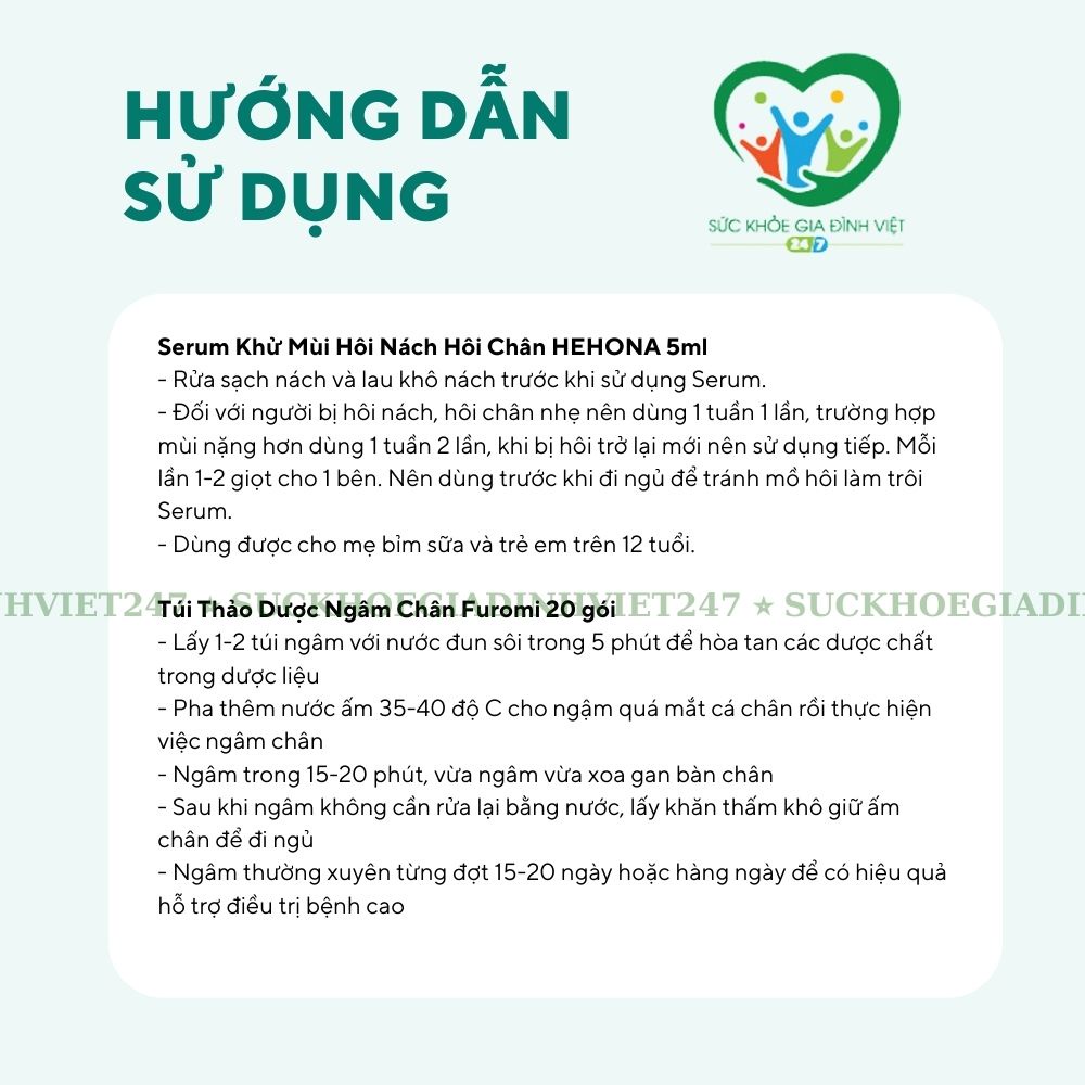 Combo Thảo Dược Ngâm Chân Furomi &amp; Serum Hehona 5ml BDcare Suckhoegiadinhviet247