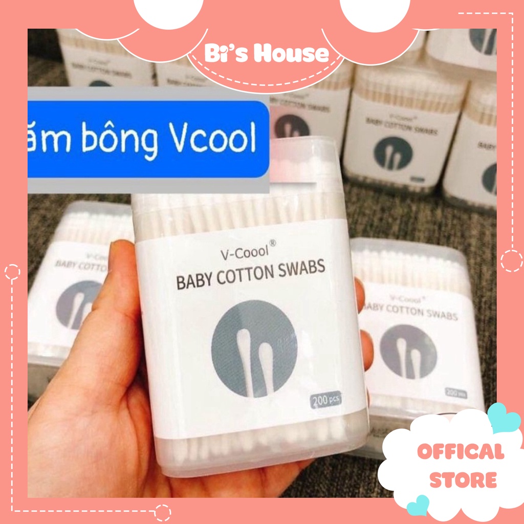 🌟 Tăm bông vcool cho bé sơ sinh Loại 1 lõi giấy 200 cái 🍀