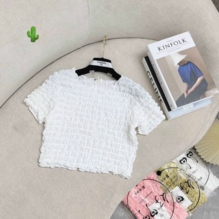 Áo kiểu cổ tròn vải xốp