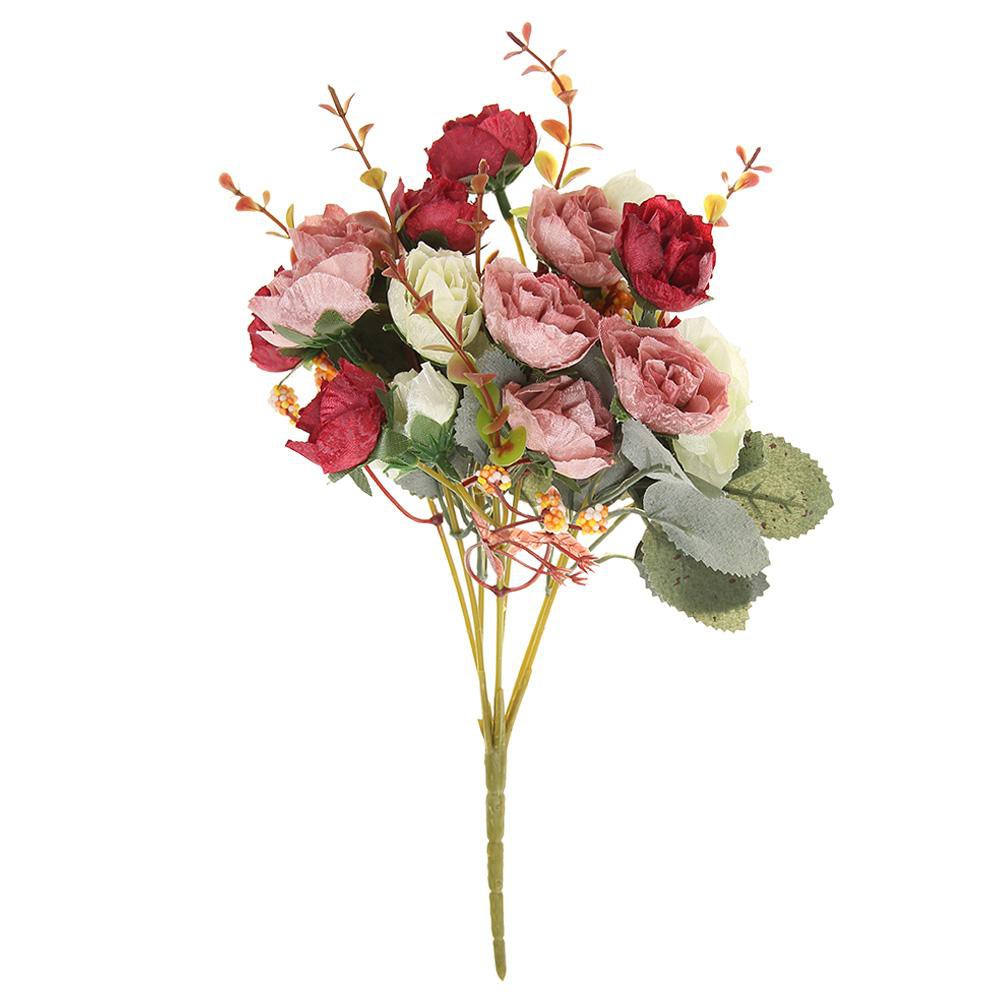 Bó 21 nhánh hoa hồng nhân tạo bằng vải lụa dùng trang trí đa dụng